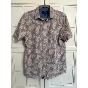 Even Tide mens size medium linen blend button down shirt with pineapples